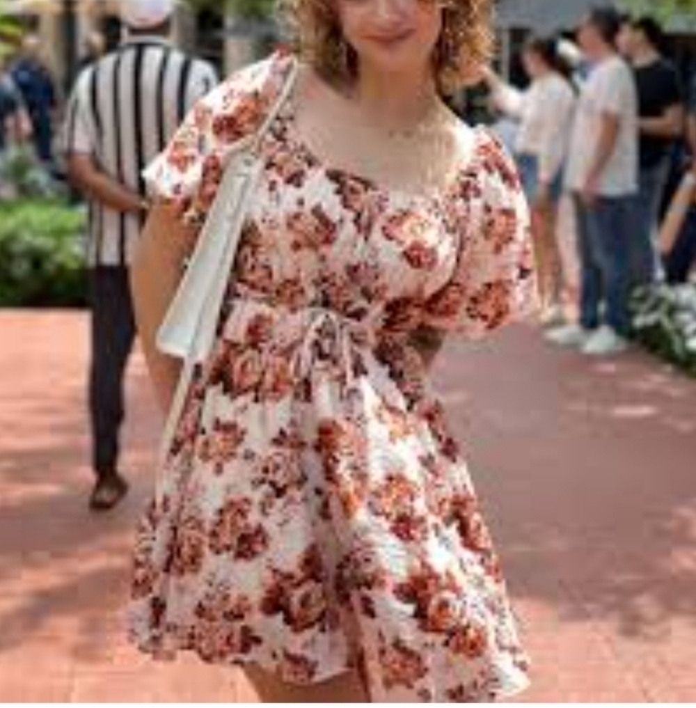 NWT ALTAR'D STATE MINLYN MINIDRESS IN IVORY/RUST MED